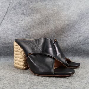 Paloma Barcelo Shoes Womens 37 Sandals Block Heel Espadrille Venus Black Leather